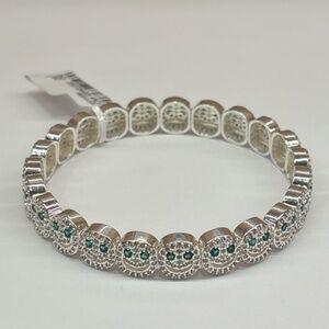 Silver Green Lisa Gozlan “The Pavé” Smiley Bracelet